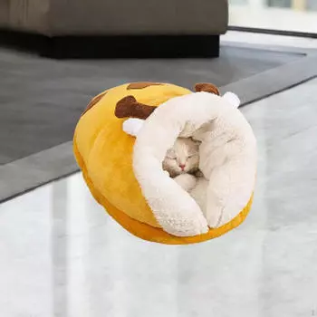 Кошачья кровать, зимний теплый питомец, милый, удобный, толстый, хижина, спальный мешок, маленькое гнездо для подарка Giraffe