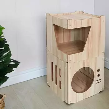 Кошачья кроватка для домашних кошек, крытая кошачья кроватка, деревянная современная мебель для кошек, удобные и частные лежанки для кошек, штабелируемые кошачьи домики и квартиры TV Set