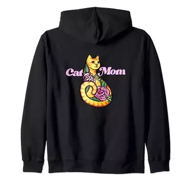 Кошачья мама fCat Mom Смешной дизайн Кошачьего человека Кошачий человек Юмор Лучшая Кошачья мама Сумасшедшая Женщина-кошка Искусство Zip Hoodie World s чёрный