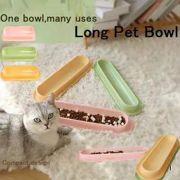 Кошачья миска Длинная Совместная миска для домашних животных Собаки Миски Наклонная Защитная Шея Кормушка для котят Питьевая вода Кормушка Таз для кормления домашних животных Аксессуары зелёный