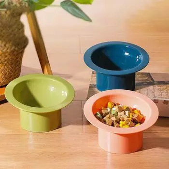 Кошачья миска, высокая миска для еды, диагональная кошачья шейная защита, ромбовидная миска, пластиковая кошачья миска для питья, высокая кошачья миска, товары для животных жёлтый