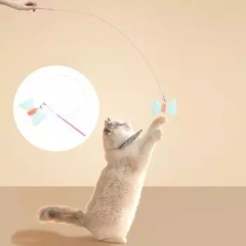 Кошачья палка забавная складная устойчивая к укусам износостойкая ручка интерактивная с колокольчиком бантом декор