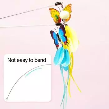 Кошачья палочка-дразнилка, имитация бабочек, выдвижная палочка, игрушка с колокольчиком, интерактивная обучающая игра для питомцев синий