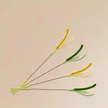 Кошачья перьевая палочка-дразнилка, длинная ручка, прочная, устойчивая к укусам, интерактивная ручная игрушка для кошек, волшебный хвост собаки, имитация травы, игрушки для кошек зелёный