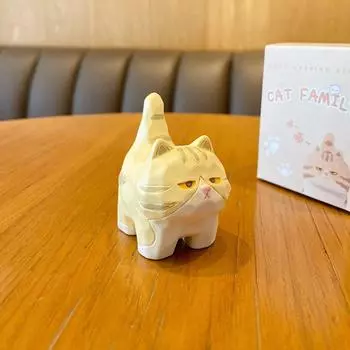 Кошачья семья Кошка Аниме Фигурка Смола Настольная кукла Кавайи Украшение для автомобиля orange cat