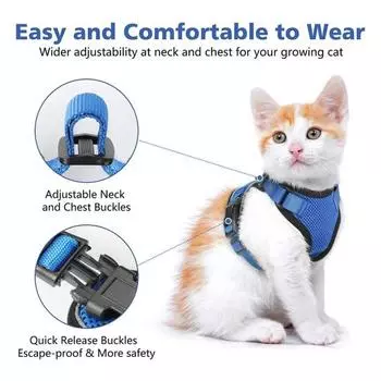 Кошачья шлейка и поводок для прогулок, регулируемый, устойчивый к побегу, жилет для котят, шлейка со светоотражающими полосками для котят средних и больших размеров S красный