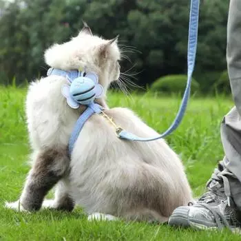 Кошачья шлейка кожаный костюм аксессуары для кошек противопобеговый регулируемый сетчатый жилет для домашних животных вещи ошейник ошейник принадлежности для дома S (1.5-4 kg ) жёлтый