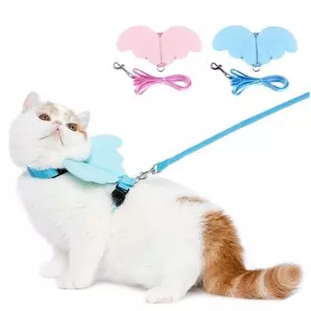 Кошачья шлейка, шлейка для кроликов и поводок для прогулок, легкое управление с помощью троса для домашних животных, для мелких животных, щенков, котят, гусей, уток XS розовый
