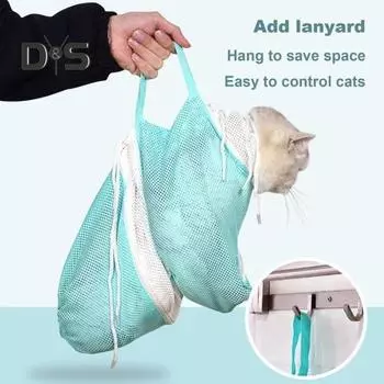 Кошачья сумка для купания, дышащая сетка, устойчивая к царапинам, регулируемая сумка для ухода за кошками, сумка для душа для домашних животных, для стрижки когтей, купания, приема лекарств серый