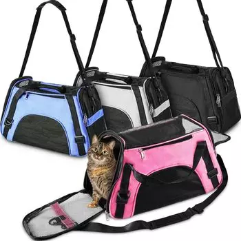 Кошачья сумка с четырьмя дышащими сетчатыми вставками для домашних животных, удобная для переноски на плече, дорожная сумка через плечо, автомобильная сумка для кошек
