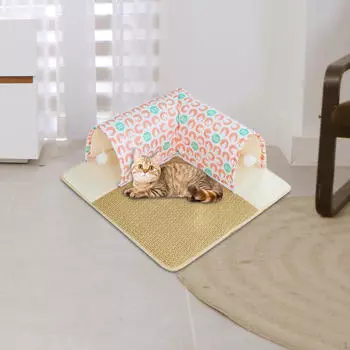 Кошачья туннельная кровать, пещерный трубчатый дом, съемный охлаждающий коврик для домашних животных для маленьких домашних кошек 50x50cm