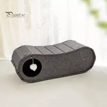 Кошачья туннельная кровать, войлочное гнездо, большой крытый кошачий пещерный дом, укрытие для сна и отдыха, игровой туннель, тайное убежище для питомцев серый