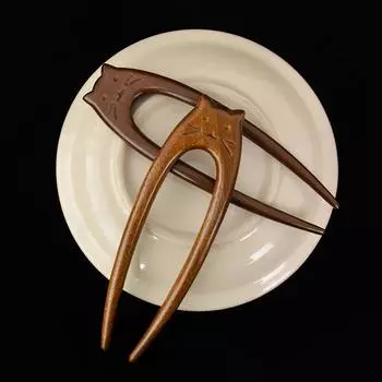 Кошачья заколка для волос сандаловое дерево заколка для волос ханьфу аксессуары ретро китайский стиль заколка для волос сандаловое дерево 1PC