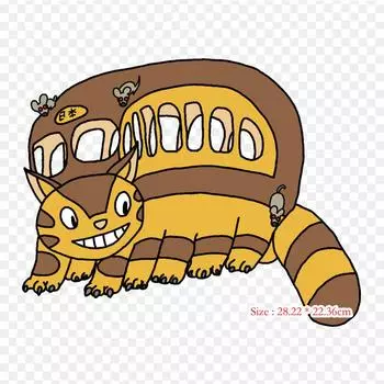 Кошачий автобус Тоторо Catbus Сацуки Кусакабэ термопереносная печать виниловые нашивки наклейки для одежды DIY аппликации моющиеся нашивки