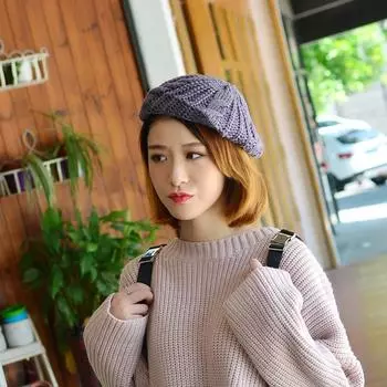 Кошачий брат Исландия Волосы Берет Модная женская вязаная шапка Трендовая бабушкина шапка Милая шерстяная шапка розы красного