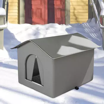 Кошачий домик для уличных кошек, приют для бродячих кошек, лежанка для собак, утепленная, водонепроницаемая пещера для котят Gray S