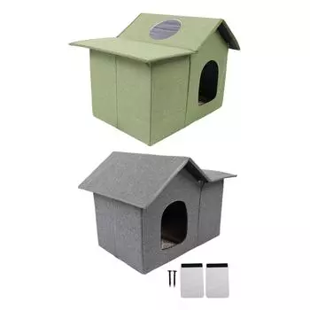Кошачий домик для уличных кошек складной водонепроницаемый непромокаемый домик для диких кошек пещера для кошек Army Green