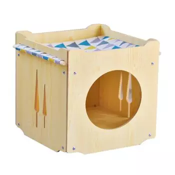 Кошачий домик Милый Стильный Секретный База для Кошачьей Кровати Деревянный Хороший Воздухопроницаемый Прочный Большой Пространственный Деревянный Домик Для Домашних Животных B x 38 x (натуральный (Круглый), (38 37))