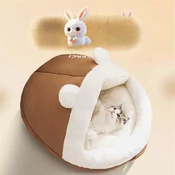 Кошачий домик на все времена года Закрытый кошачий домик Палатка для кошек Безопасность Зимняя теплая кошачья кровать Дом для собак S