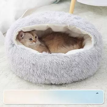 Кошачий домик на все времена года Закрытый кошачий домик Кровать для котят Зимний домик для собак Зимние принадлежности для обогрева домашних животных S 40cm