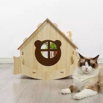 Кошачий домик Убежище кролика Кошачий куб Тип жилища Кошачье гнездо Котенок Деревянная кровать Пещера Сон и лазание 53.5*39*46cm
