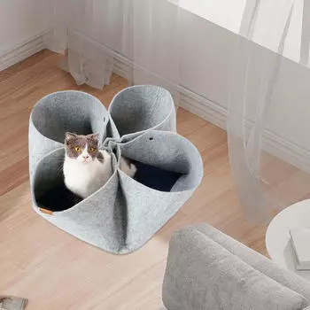Кошачий фетр, туннельная кровать, укрытие, гнездо, складной коврик для домашних животных, котят, мелких животных серый