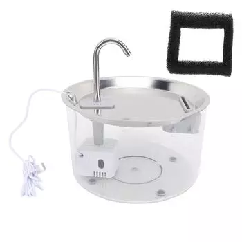 Кошачий фонтан для воды Пластиковая миска из нержавеющей стали Емкость 3 л Автоматическая поилка для домашних животных Собака прозрачный