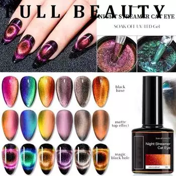 Кошачий глаз гель для ногтей с блестками, блестящий эффект, серебряный УФ-гель-лак, мерцающая пыль, декор для ногтей своими руками