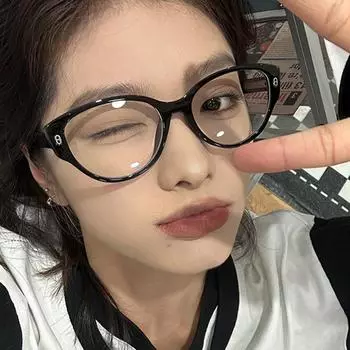 Кошачий глаз измеритель гвоздь плоское зеркало женский анти-синий персонализированные очки оправа ретро черная оправа очков anti-blue light чёрный
