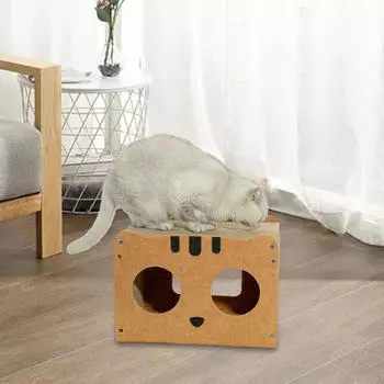 Кошачий картонный домик, когтеточка, гофрированная бумажная кровать, когтеточка для кровати жёлтый