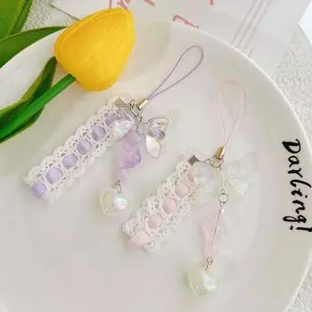 Кошачий коготь, бант, милый кулон, брелок, телефонная цепочка, кружевная лента, бисер, украшения, аксессуары, подарки, сумка, кулон розовый