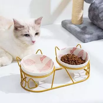 Кошачий косой рот, миска для хранения еды, миска для кормления домашних животных, двойная миска для кошек, принадлежности для домашних животных, контейнер для подачи воды