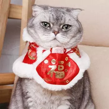 Кошачий костюм Тан, праздничный плащ, теплые воротники с красным конвертом, осень-зима, китайский стиль, Новый год