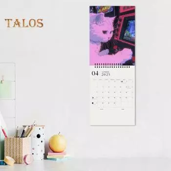 Кошачий настенный календарь 2025 года, ежемесячный планировщик на тему кошек, домашний офис, органайзер для любителей кошек фиолетовый