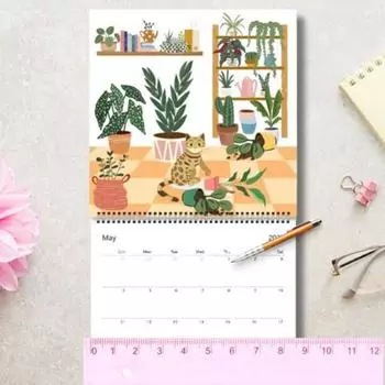 Кошачий настенный календарь 2025 года, симпатичное настенное украшение для кошек, напоминание о праздниках, днях рождения, ежедневник, планировщик расписания для домашнего офиса, декор A
