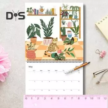 Кошачий настенный календарь 2025 года, симпатичное настенное украшение для кошек, напоминание о праздниках, днях рождения, ежедневник, планировщик расписания для домашнего офиса, декор A