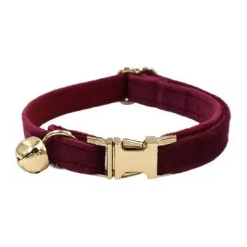 Кошачий ошейник бархатный однотонный ожерелье-чокер для питомца с колокольчиком регулируемый шейный ошейник для кошки котенка щенка маленьких собак S вино красного