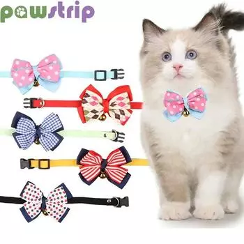 Кошачий ошейник, регулируемый прочный бант, ожерелье с котенком и колокольчиком, милый галстук-бабочка, кошачьи ошейники для фотовечеринок, аксессуары для домашних животных чёрный
