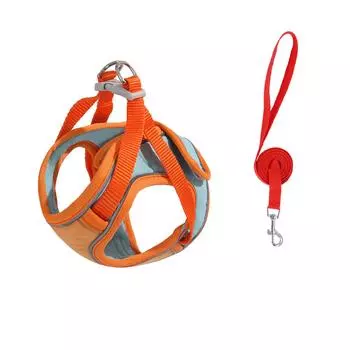 Кошачий поводок, Нескользящий светоотражающий кошачий поводок в стиле жилета, Популярная кошачья шлейка M шафрановый