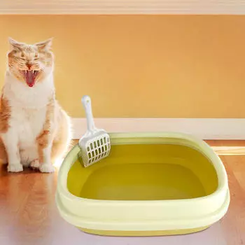 Кошачий ящик с противоскользящим дном, прочный, легко чистящийся туалет для маленьких и больших кошек зелёный