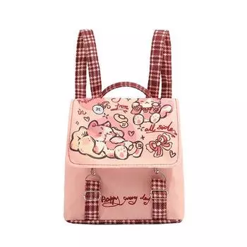 Кошачий розовый детский легкий дизайн холщовая симпатичная мини-сумка для вечеринки рюкзак для девочек