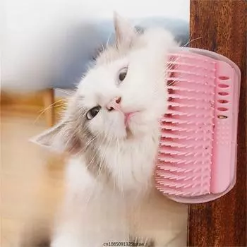 Кошачий самостоятельный груминг с кошачьей мятой Массажная расческа для кошек, щетка для расчесывания лица с помощью щекочущей мягкой расчески Игрушки для поглаживания домашних животных чёрный