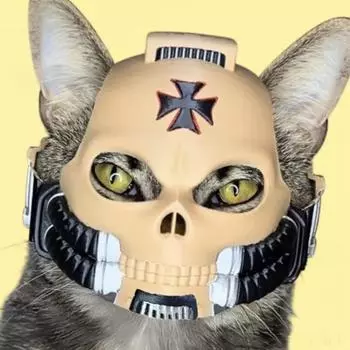 Кошачий шлем, кошачий череп, боевой шлем, регулируемая кошачья шляпа для косплея, для фотосессий, аксессуар для костюма на Хэллоуин