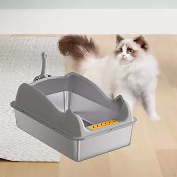Кошачий туалет для кошек, подстилка для кошек в помещении, горшок с ложкой, переносной лоток для домашних животных светло-серый
