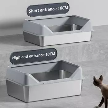 Кошачий туалет из нержавеющей стали, большой, очищающий, водонепроницаемый, устойчивый к брызгам, подстилка для кошек, аксессуары для домашних животных Send cat scoop
