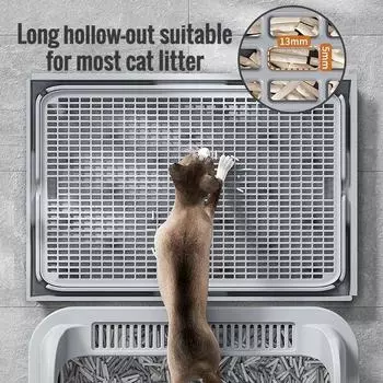 Кошачий туалет из нержавеющей стали, горшки, большие кошачьи туалеты, педали с защитой от брызг, песочницы для кошек, товары для животных Easy Clean 60X40X25cm светло-серый