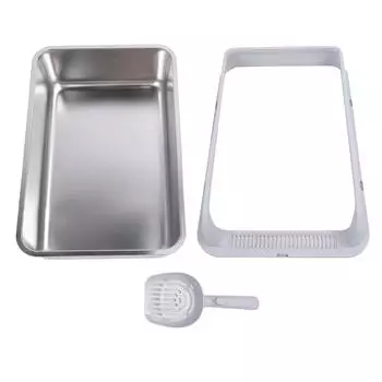 Кошачий туалет из нержавеющей стали, прочный, легко моется, не разбрызгивается, высокие борта, металлический кошачий туалет Small серый