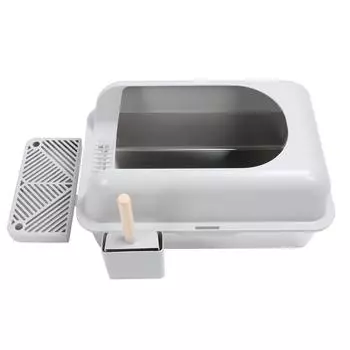 Кошачий туалет из нержавеющей стали с высокими бортами, большой вместимостью, герметичный, без запаха, с защитой от брызг для больших кошек