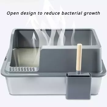 Кошачий туалет из стойкой к окислению стали, полузакрытые лестницы, подстилки для кошек из АБС-пластика, большие, непромокаемые товары для животных светло-серый