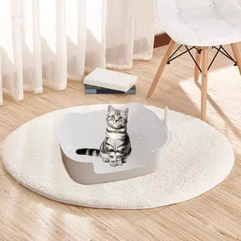 Кошачий туалет контейнер с переносным лотком для туалета розовый